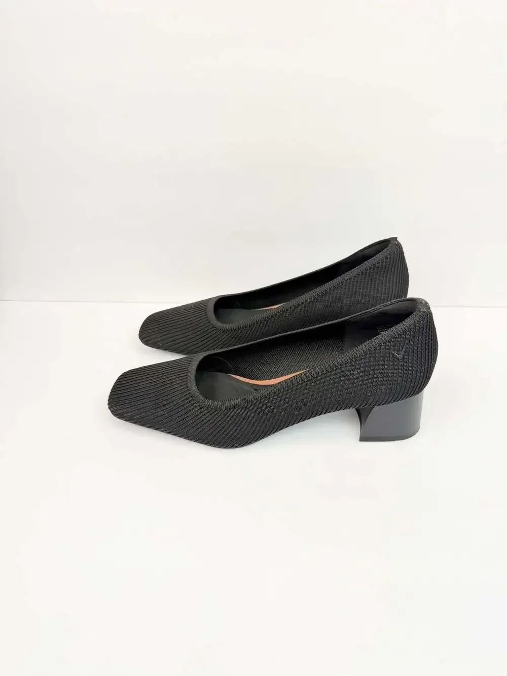 Vivaia Black Melody 2.0 Square Toe Chunky Block Heel Pumps US 9 EU 39.5